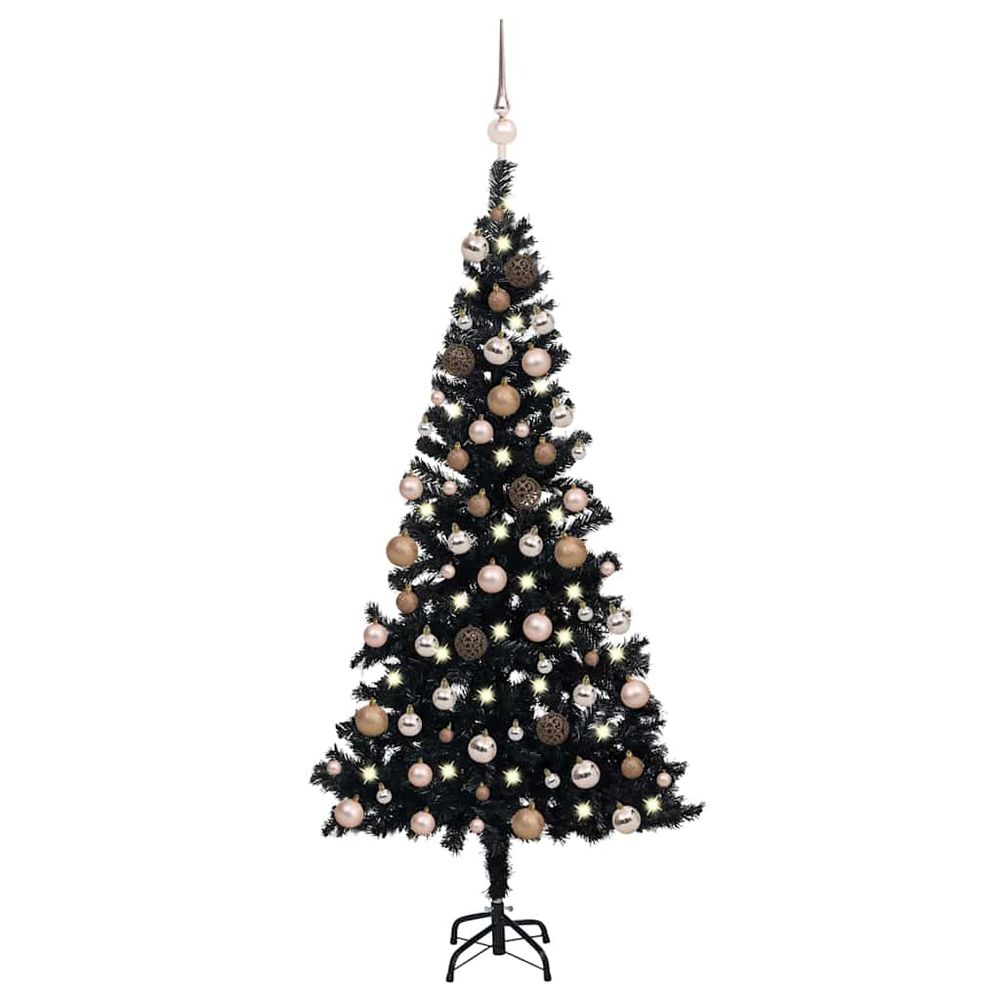 Sapin de noël artificiel complet pvc avec led et boules noir 150 cm