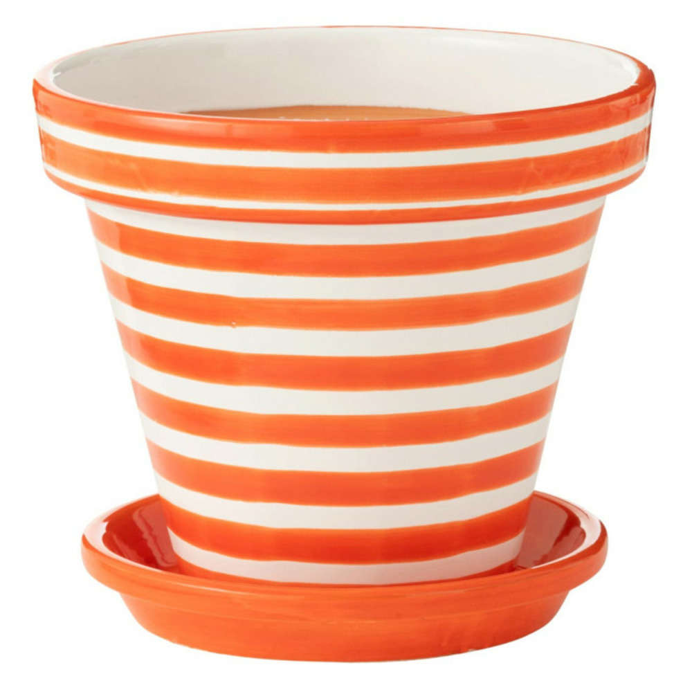 Pot avec soucoupe en céramique 