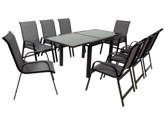 Table extensible et chaises de jardin en aluminium