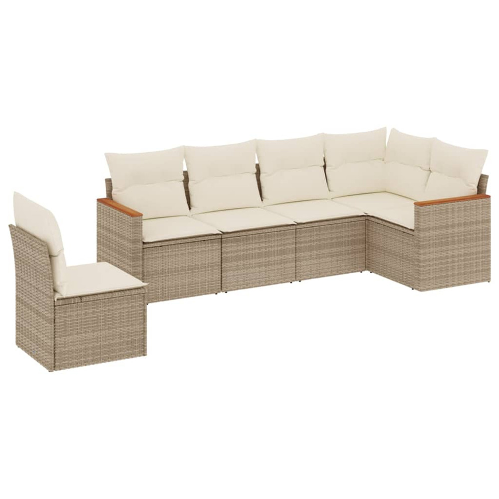 Salon de jardin avec coussins 6 pcs beige résine tressée