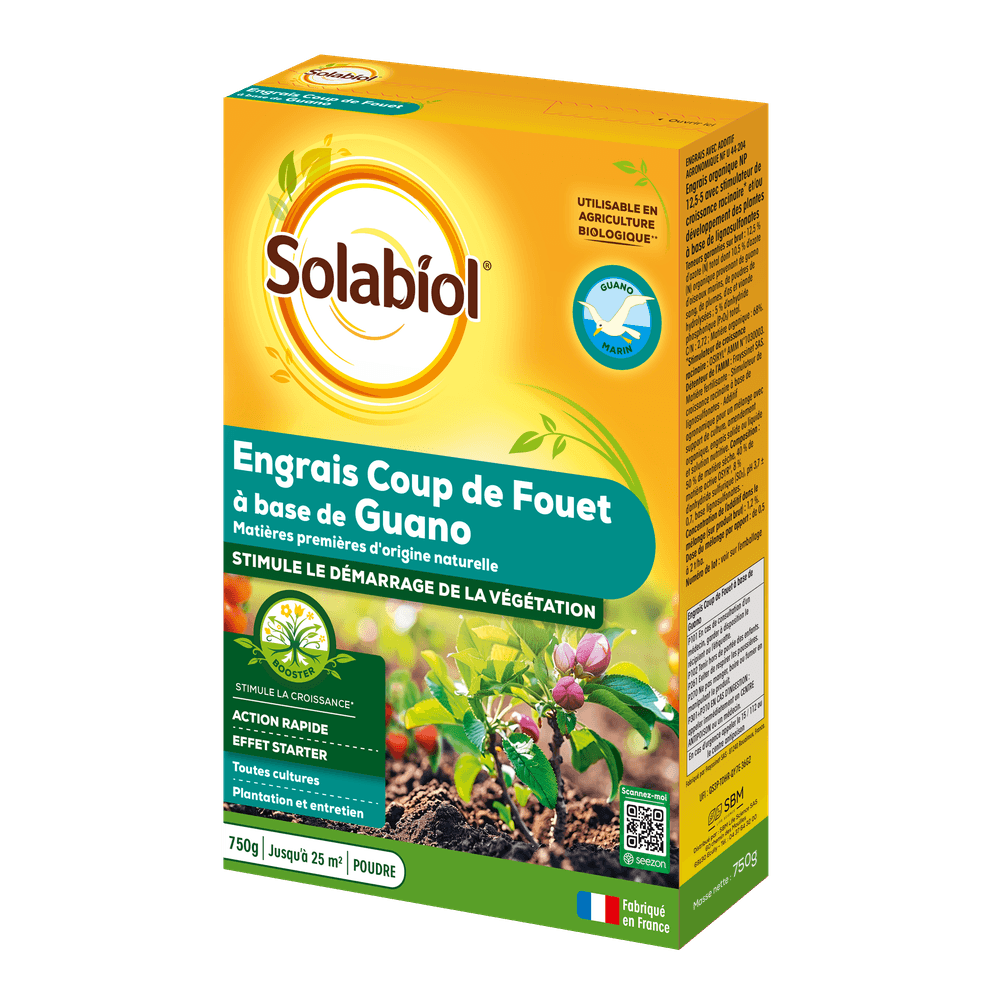 Solabiol engrais coup de fouet - 750g - jusqu'à 25m² - stimule le démarage de la végétation - pour toutes les cultures - uab