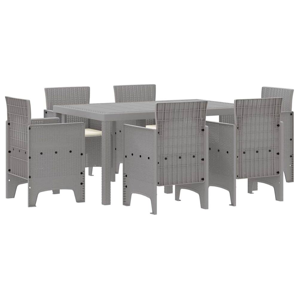 Ensemble de salle à manger pour jardin 7 pc gris clair