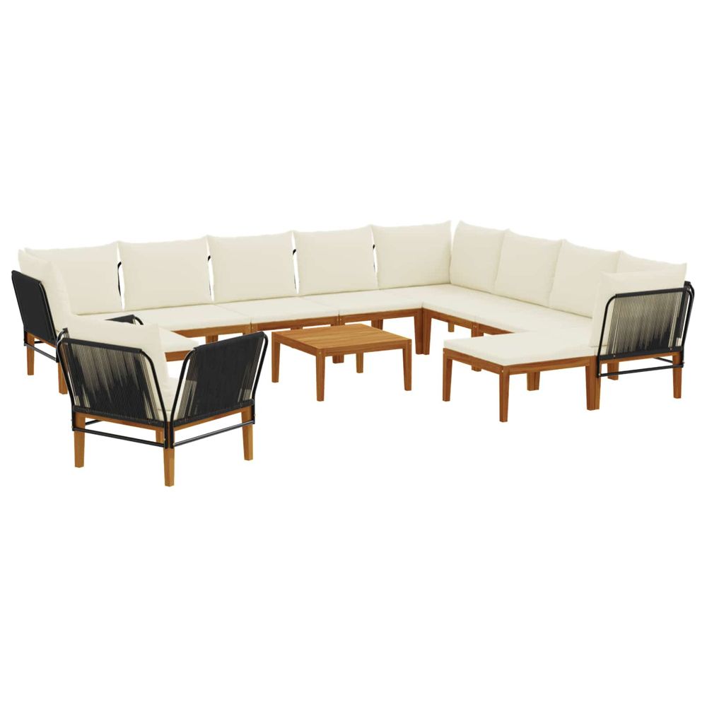 12 pc bois d'acacia massif et corde naturel