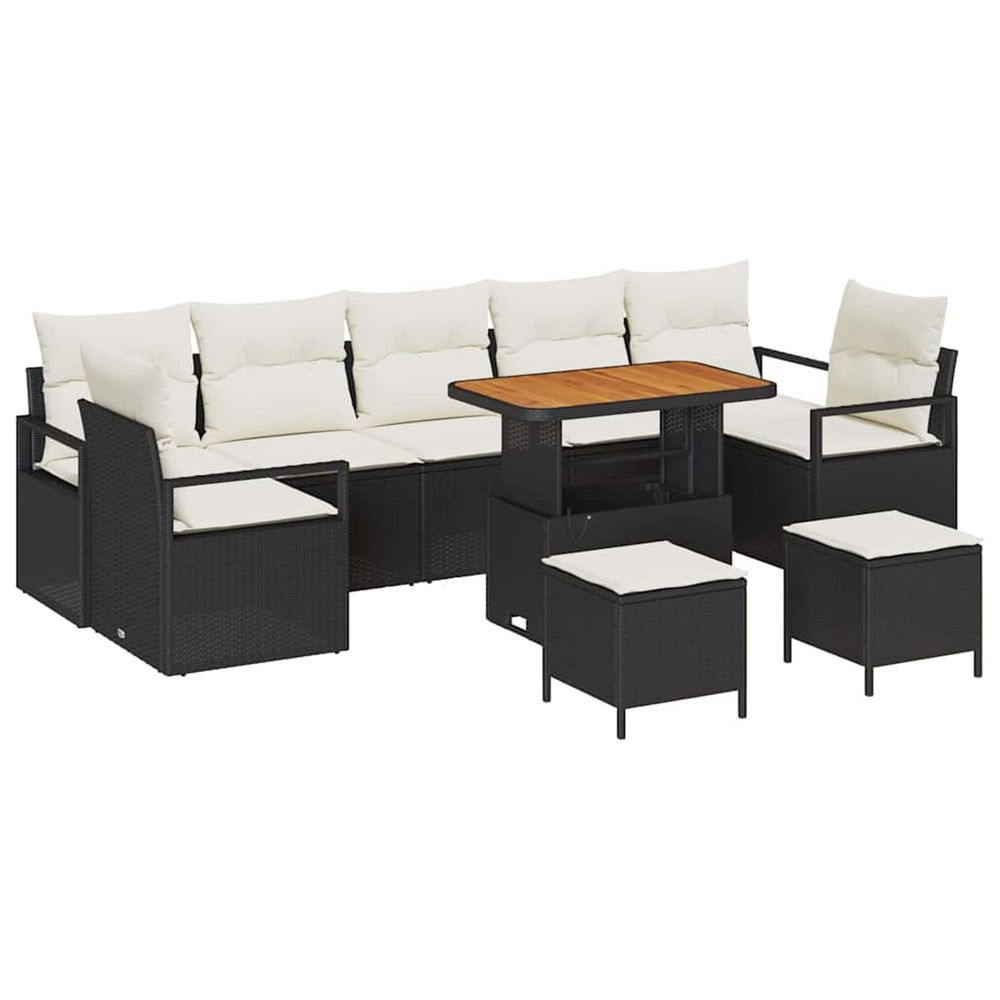 Ensemble de canapé de jardin 10 pc noir polyrotin
