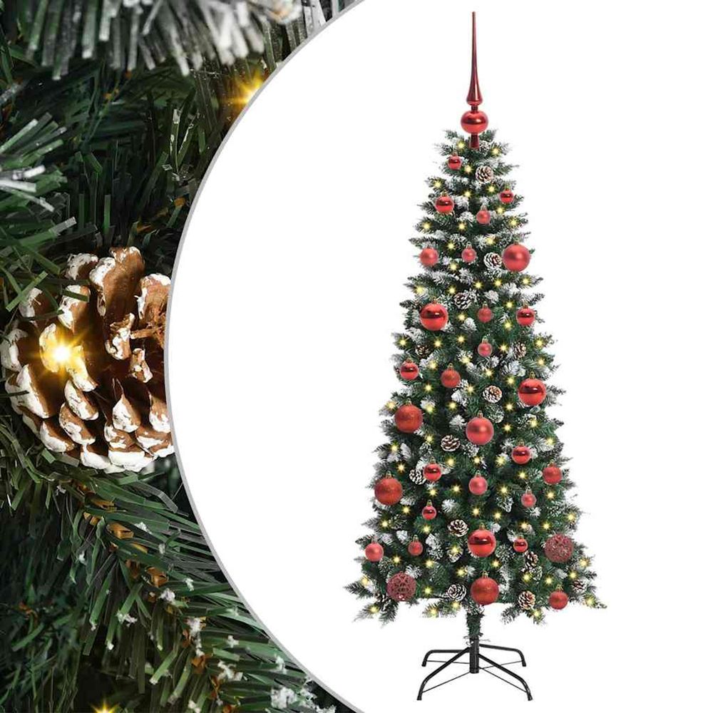 Sapin de noël artificiel vert 150 cm pvc, plastique et acier