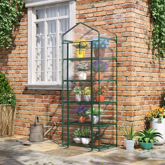 Mini serre 5 niveaux acier et plastique transparent 69 x 49 x 193 cm balcon jardin - comfortxl outdoor living