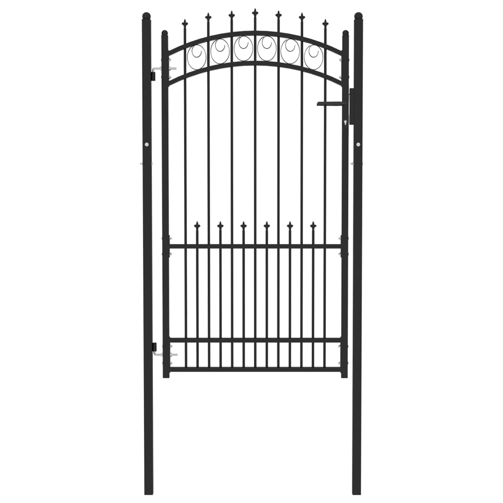Portail de clôture avec pointes acier 100x175 cm noir