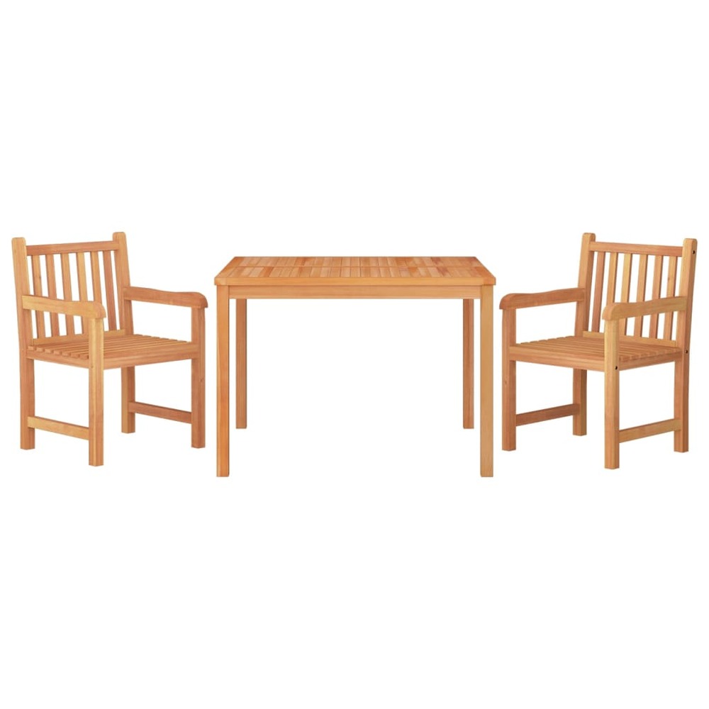 Ensemble à dîner salon de jardin meuble d'extérieur 3 pièces bois de teck massif