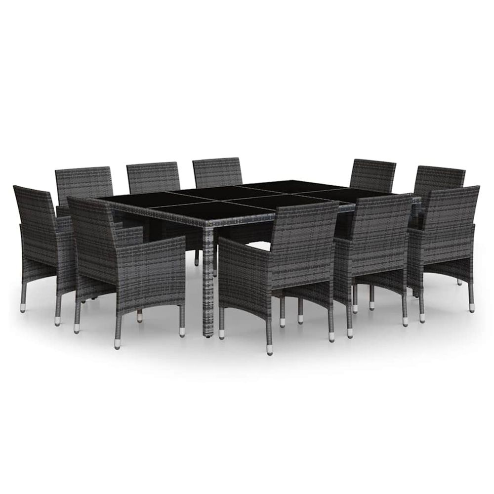 Ensemble à manger de jardin 11 pcs résine tressée gris