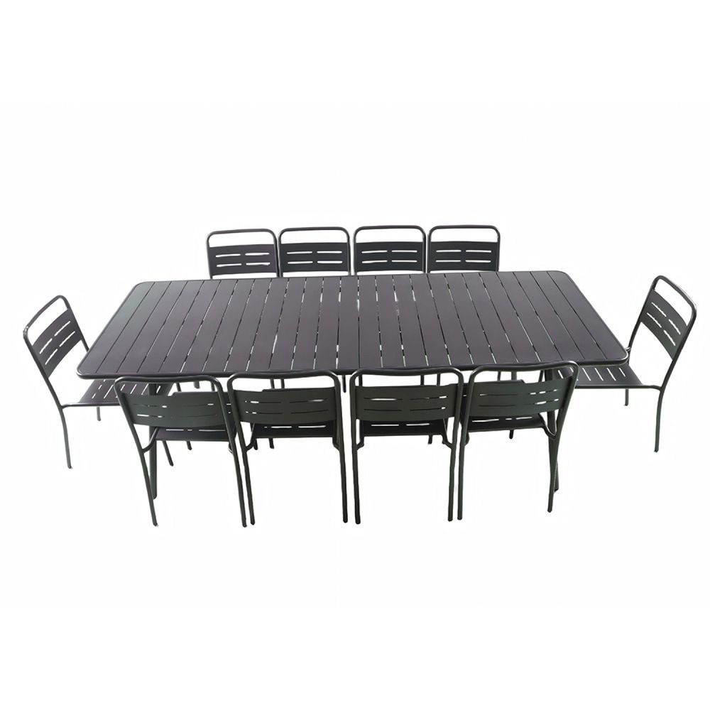Ensemble table de jardin 234 cm et 10 chaises bergame