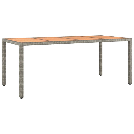 Table de jardin et dessus en bois gris résine tressée et acacia