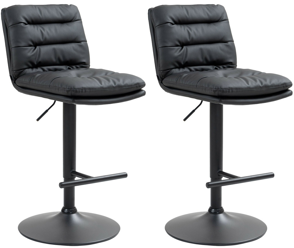 Lot de 2 tabourets de bar damar simili cuir noir
