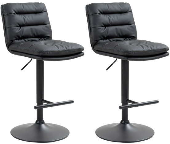 Lot de 2 tabourets de bar damar simili cuir noir