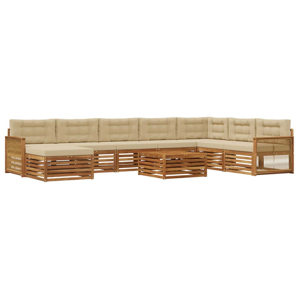 Ensemble de canapés d'extérieur 9 pc naturel et beige