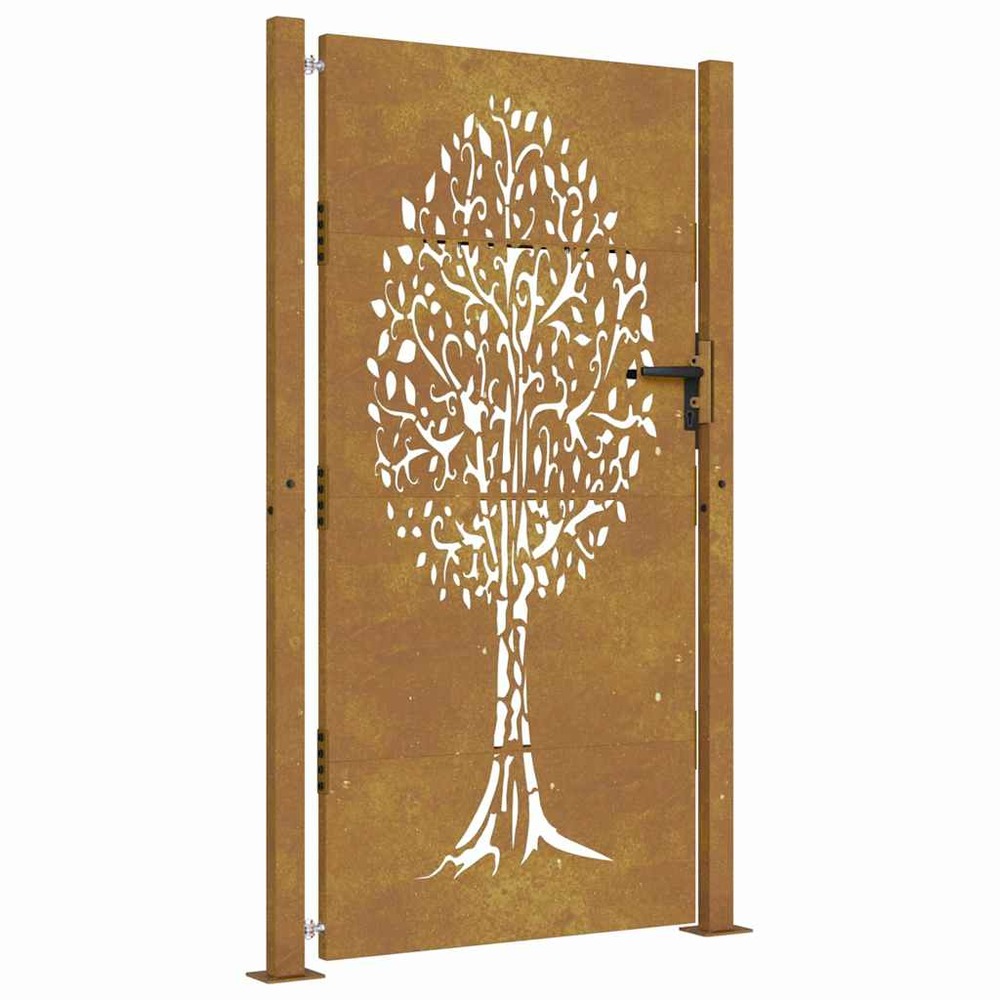 Portail de jardin 100x200 cm en acier corten motif arbre