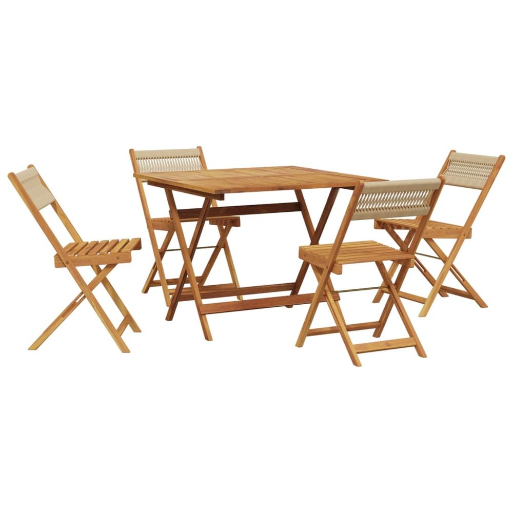 Ensemble à manger de jardin 5pcs beige polypropylène et bois