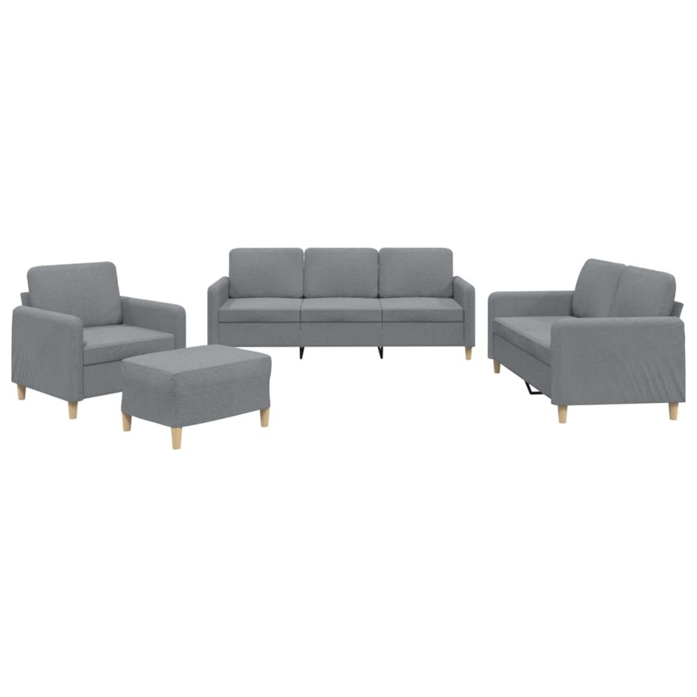 Ensemble de canapés 4 pcs avec coussins gris clair tissu