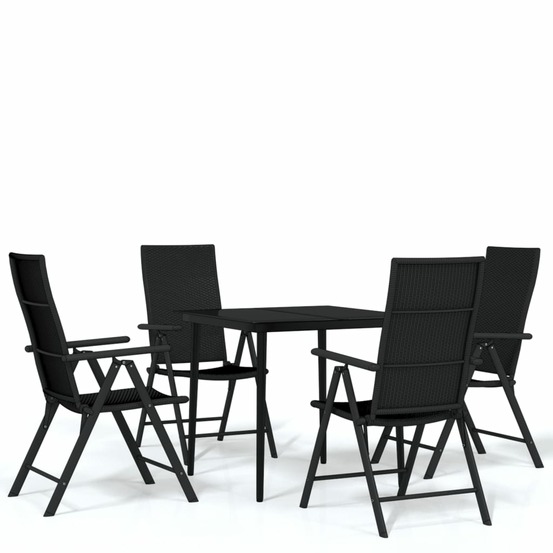Ensemble à manger de jardin 5 pcs noir