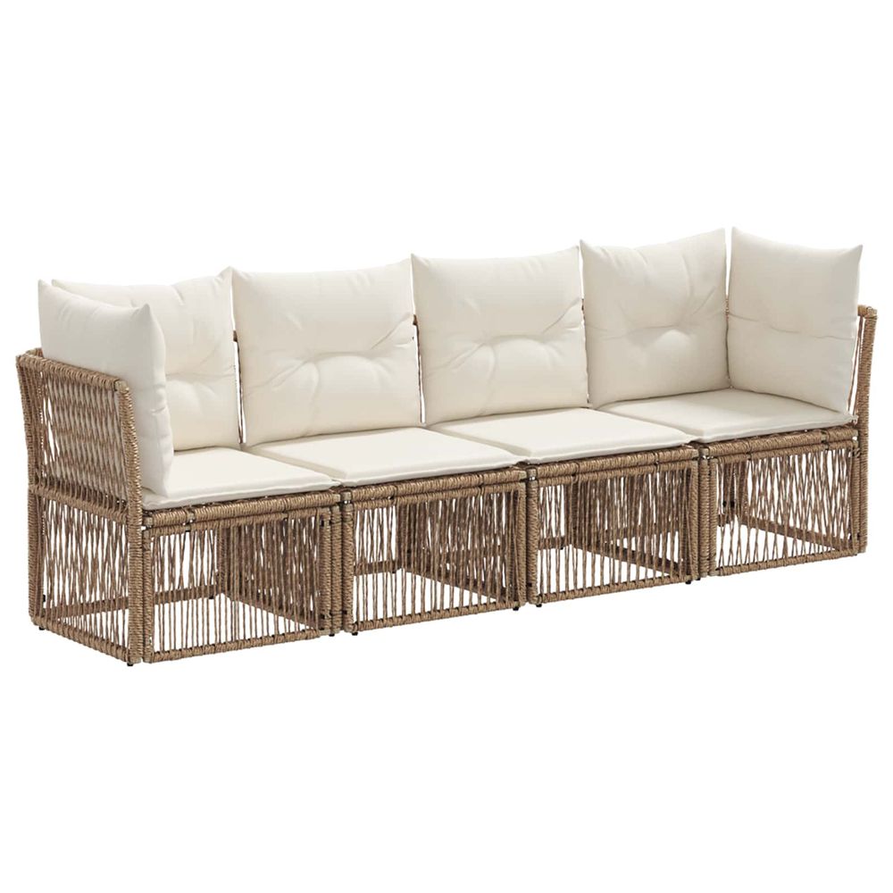 Ensemble de canapé de jardin 4 pc beige polyrotin