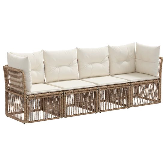 Ensemble de canapé de jardin 4 pc beige polyrotin