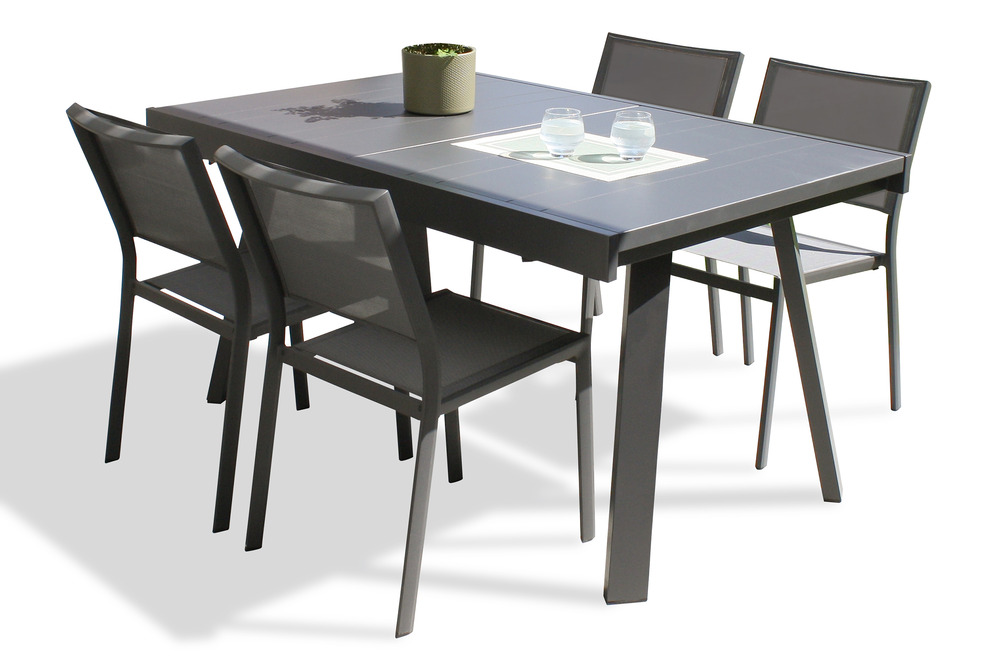 Ensemble repas stockholm 4 places en aluminium