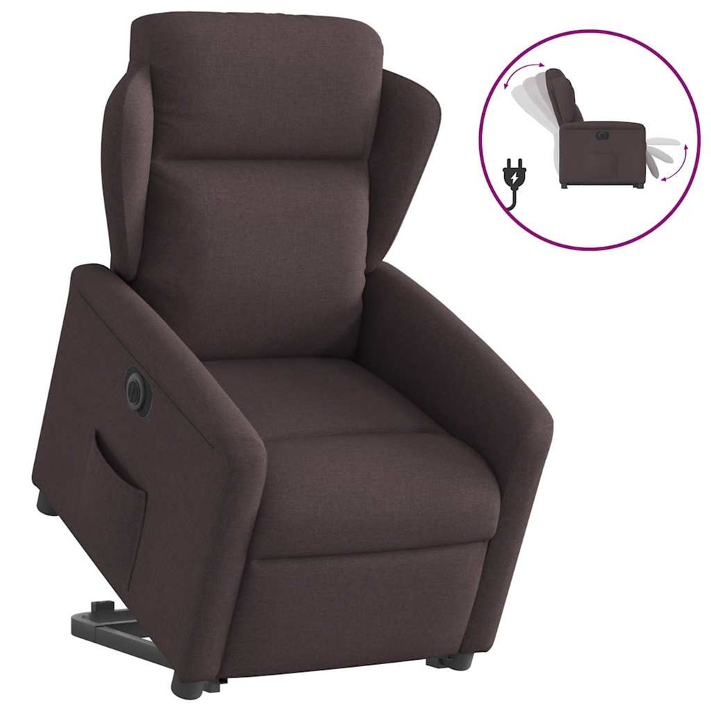 Fauteuil inclinable électrique marron foncé tissu
