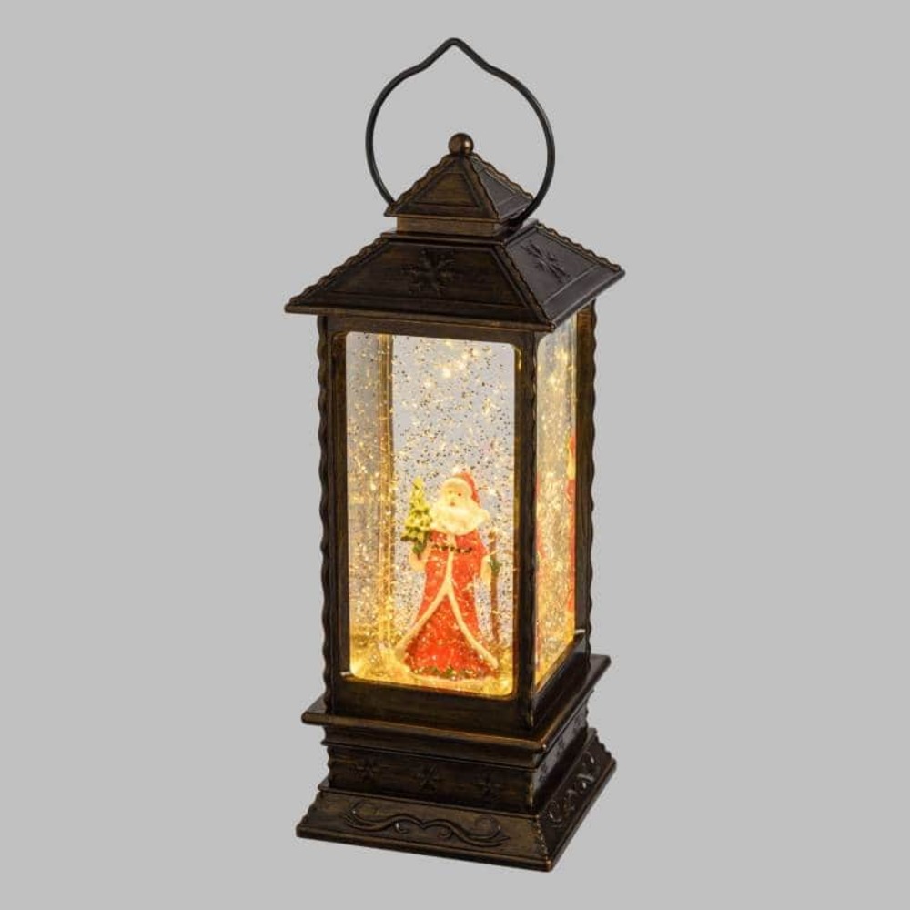 Lanterne rectangulaire bronze led effet glitter à lumière fixe h27,5cm lotti