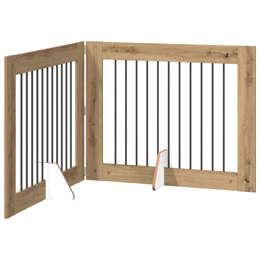 Porte de chien pliable avec supports 2 pc chêne artisanal