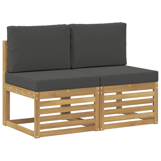 2 pièce sofa de milieu extérieur bois d'acacia massif blanc