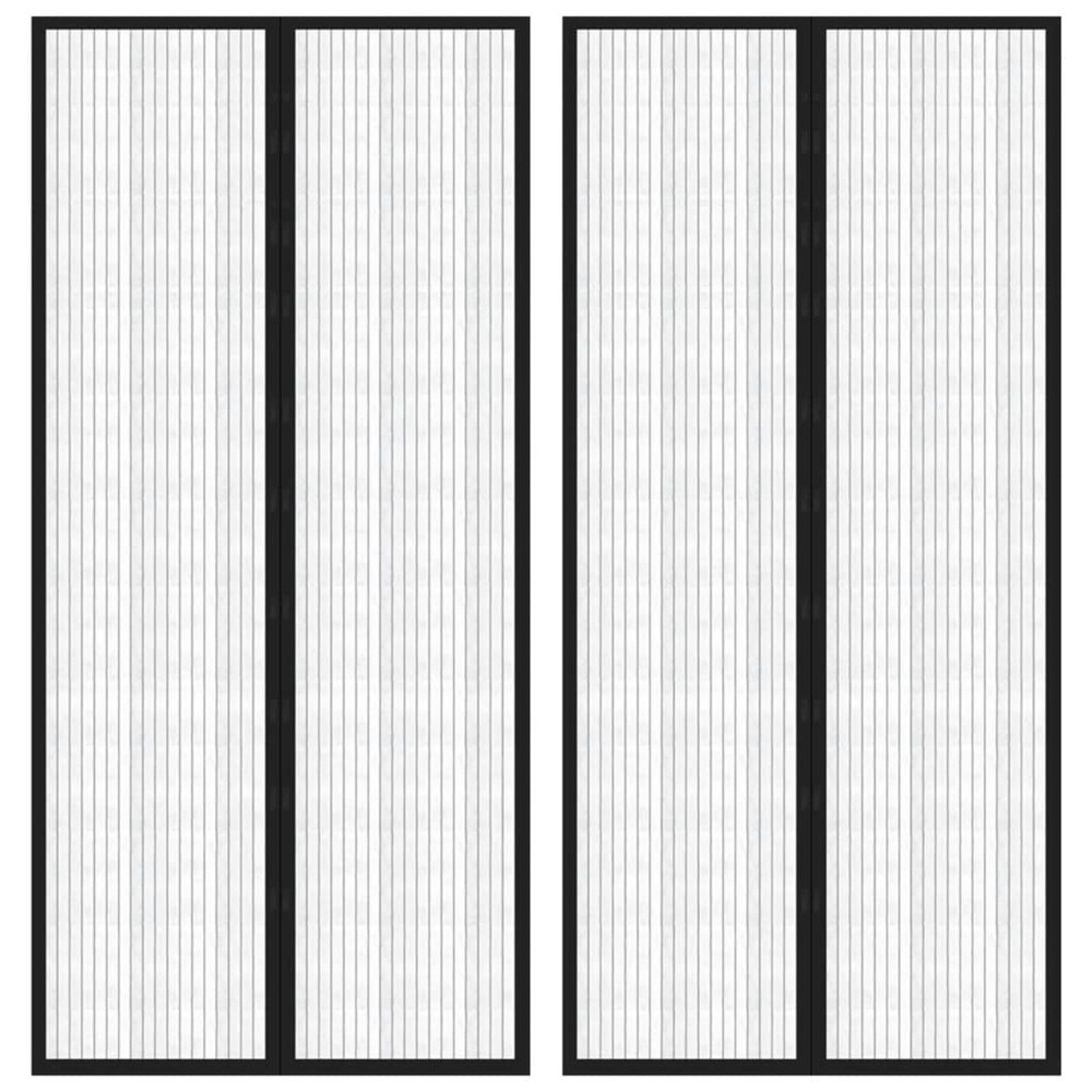 Rideaux de porte anti-insectes 2 pcs et aimants noir 220x110 cm