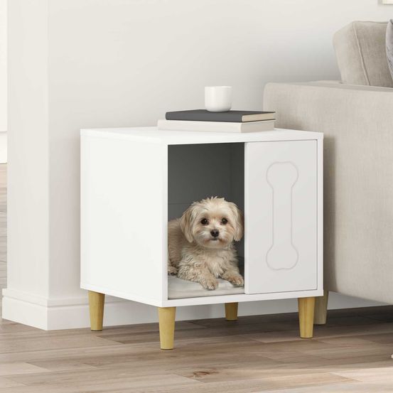 Maison chien bois ingénierie design cube intérieur blanc moderne