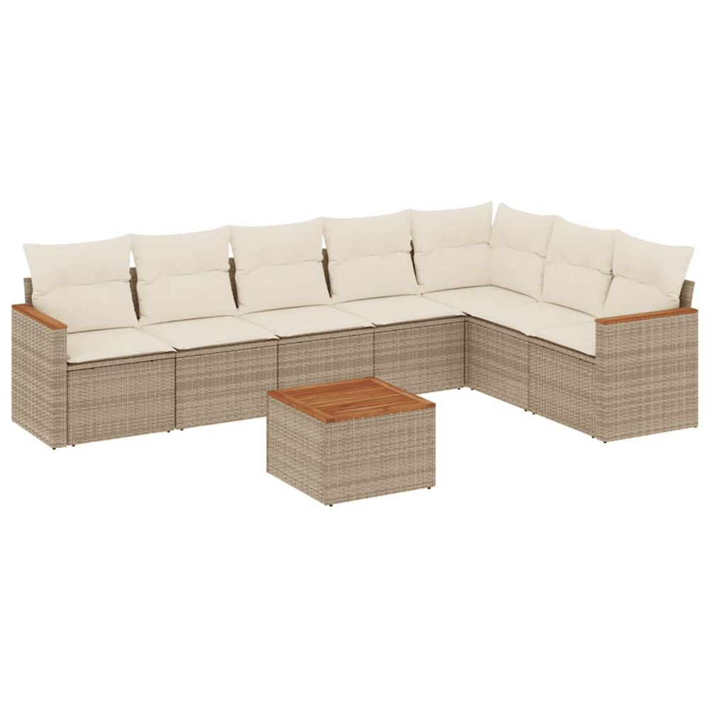 Salon de jardin avec coussins 8 pcs beige résine tressée