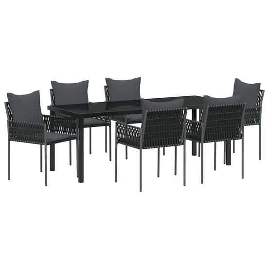 Ensemble de salle à manger pour jardin 7 pcs noir et gris