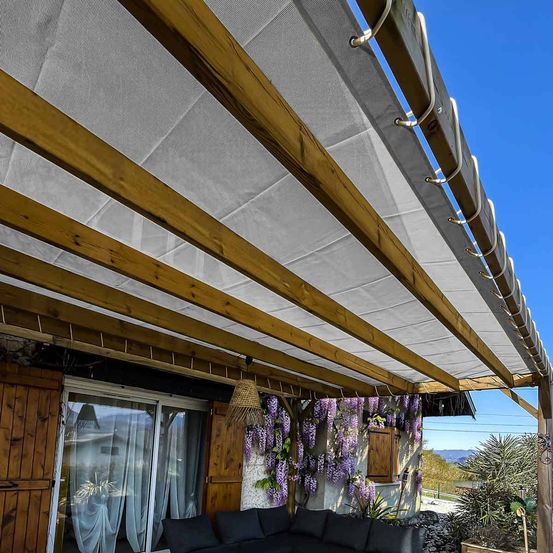 Toile pergola micro-perforée tecplast mp460pr 3x6 m - grise - garantie 5 ans