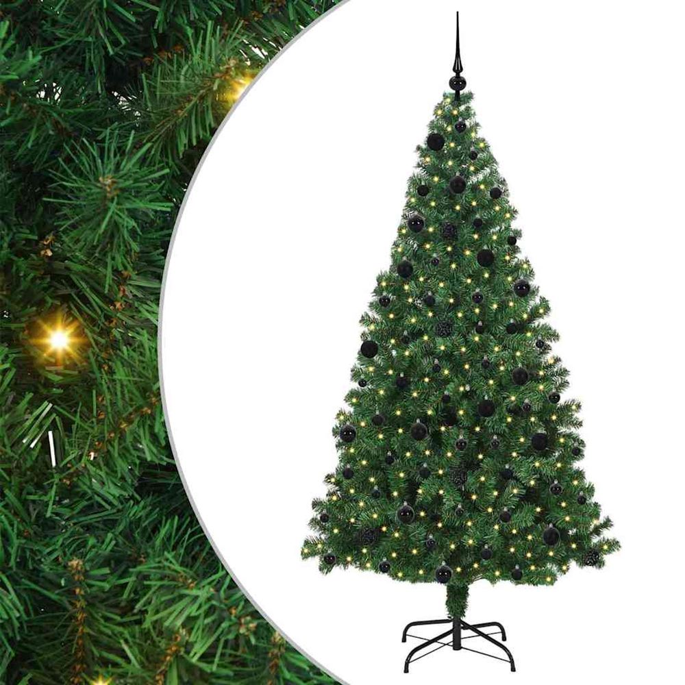 Sapin de noël artificiel vert 210 cm pvc, acier et plastique