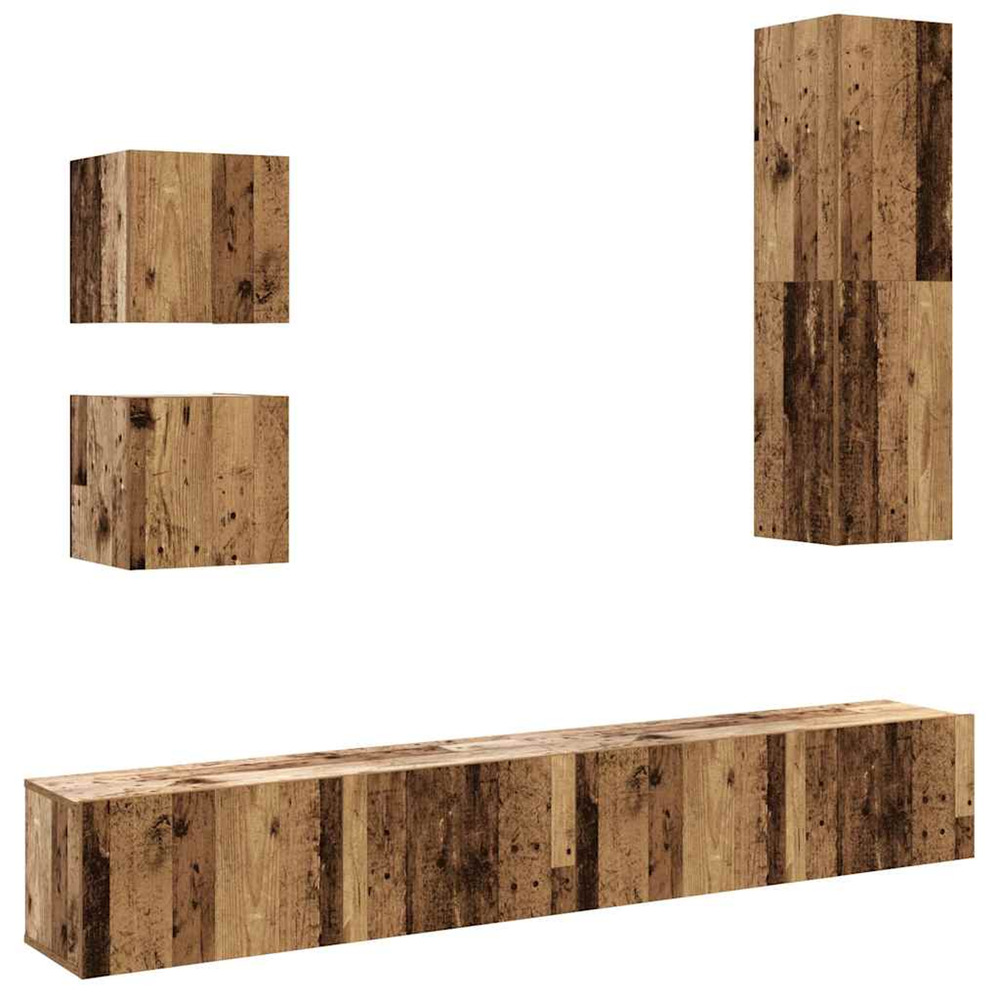 Ensemble de meuble tv mural 5 pcs vieux bois bois d'ingénierie