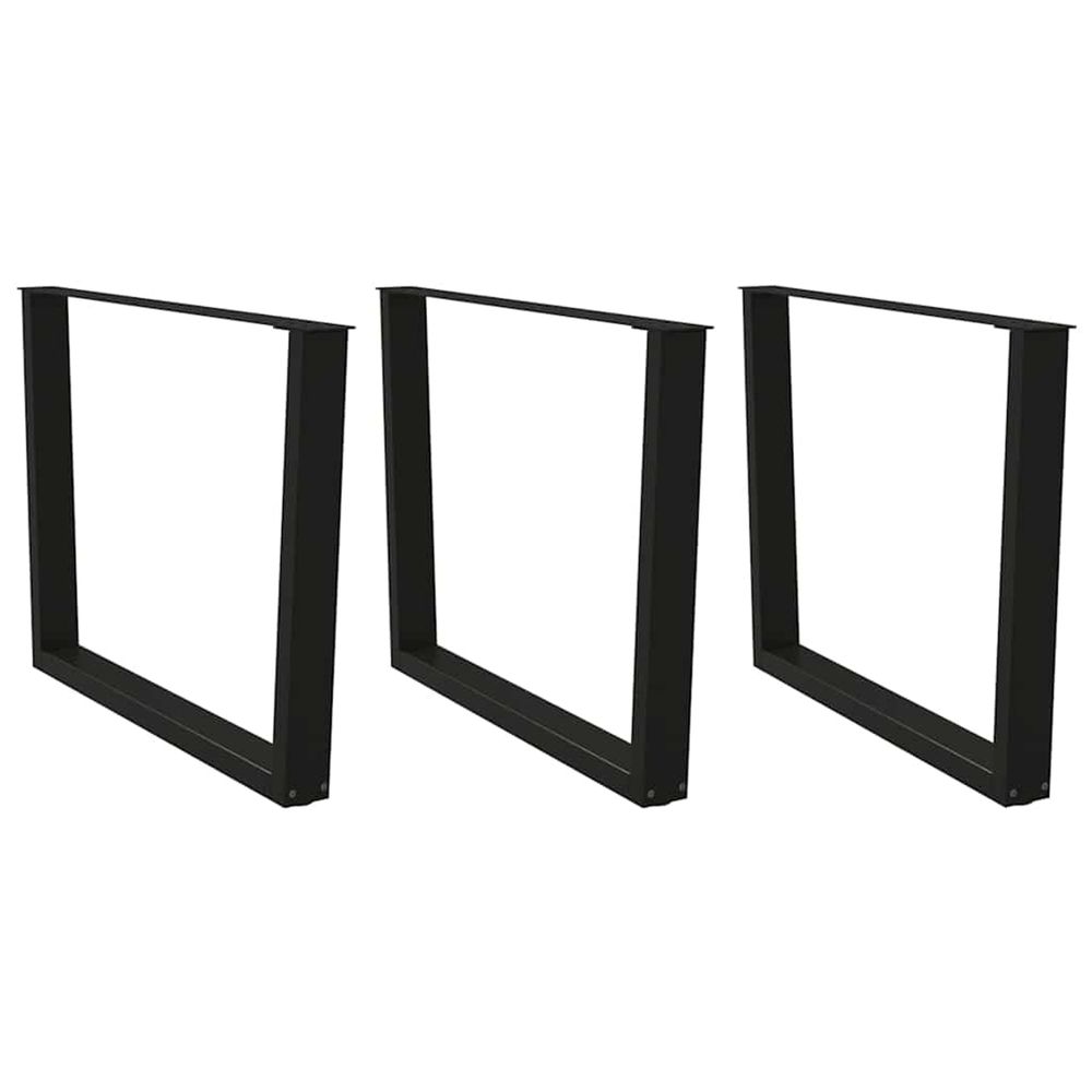 Pieds de table à manger en forme de v, 3 pièces, noir, 100 x (72-73,3) cm, acier