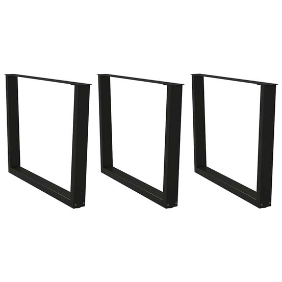 Pieds de table à manger en forme de v, 3 pièces, noir, 100 x (72-73,3) cm, acier