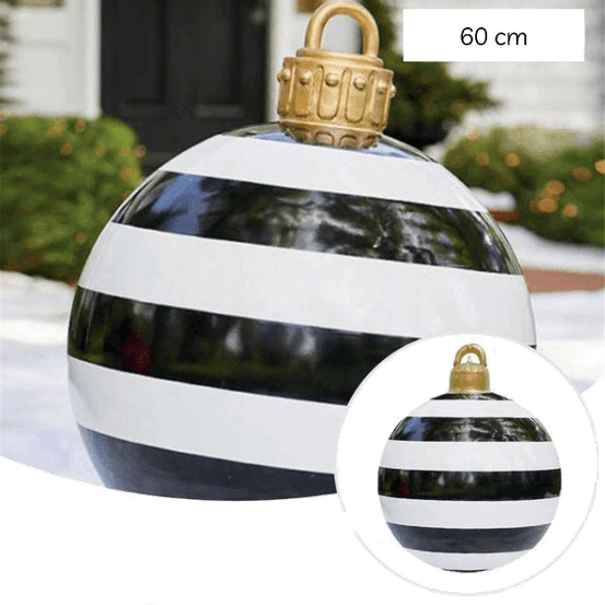 Boule de noël gonflable 60 cm - rayures noires