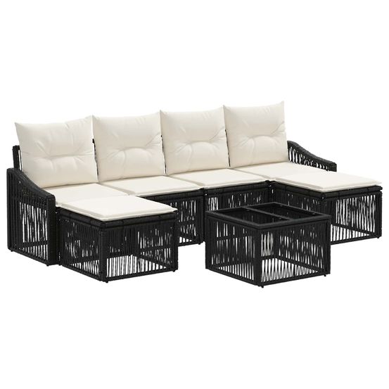 Ensemble de canapé de jardin 7 pc noir polyrotin