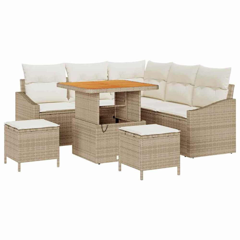 Ensemble de canapé de jardin 8 pc beige polyrotin