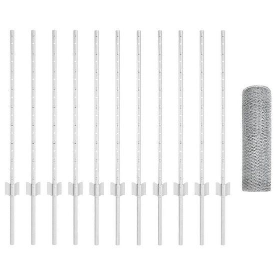 Clôture et poteau argent 0,8 x 25 m acier