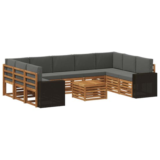 Ensemble de canapés d'extérieur 10 pc naturel et anthracite