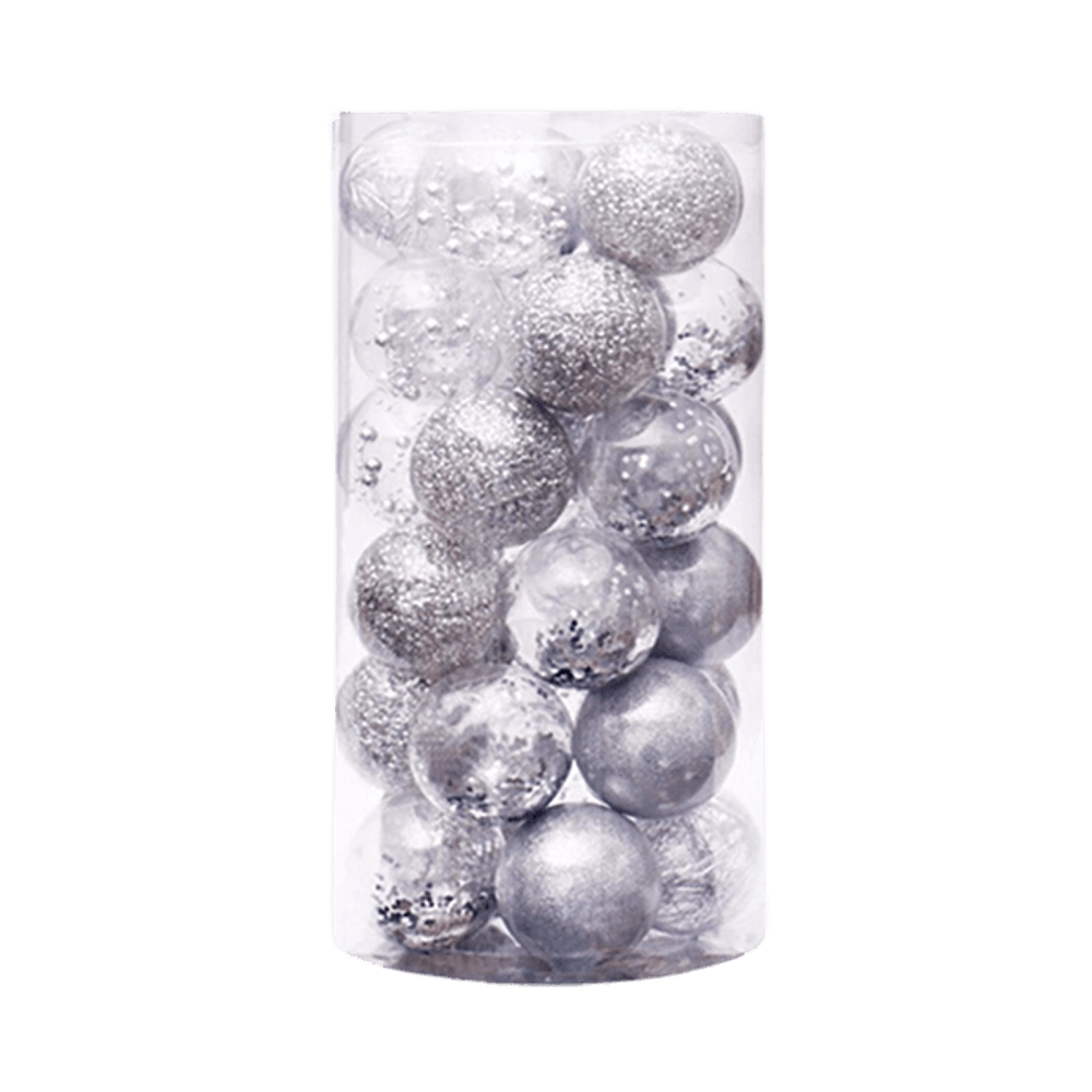 Lot de 24 boules de noël création - argent