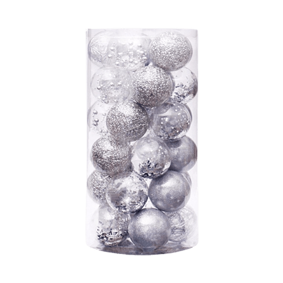 Lot de 24 boules de noël création - argent