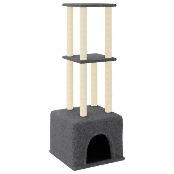 Arbre à chat avec griffoirs en sisal gris foncé 133,5 cm