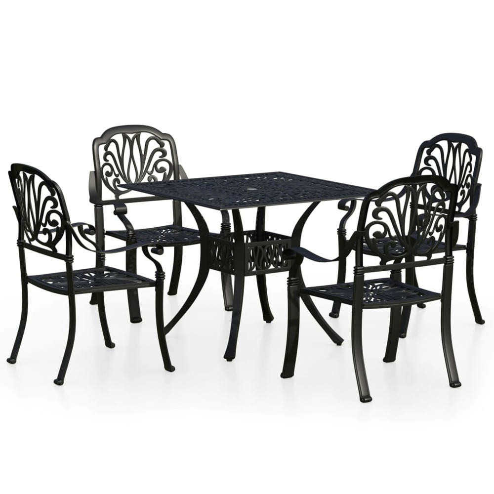 Ensemble de bistro 5 pcs aluminium coulé noir