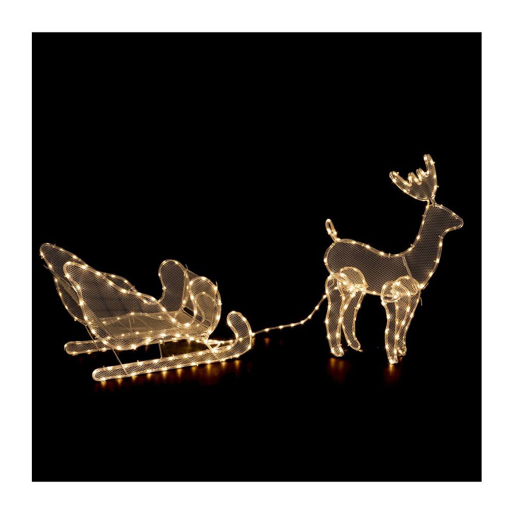 Déco extérieur intérieur traineau et renne en tube lumineux 240 led blanc chaud