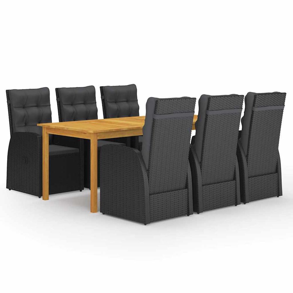 Ensemble à manger de jardin 7 pcs noir