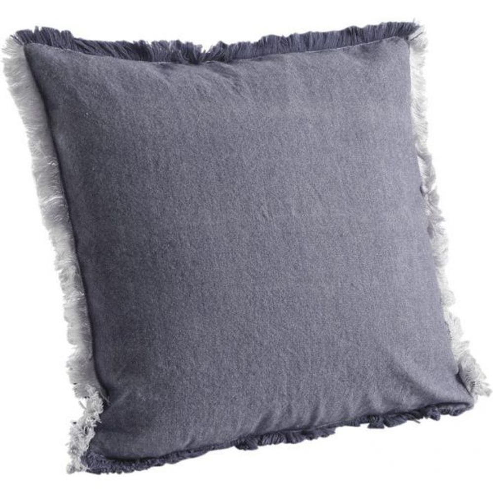 Coussin en coton avec franges gris